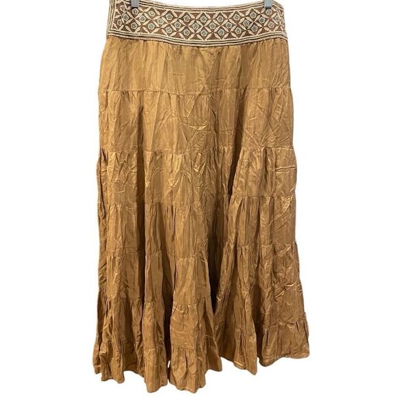 Kenar Womens Silk Maxi Skirt 12 Embellished Fairy Bead Ethereal Nomad Aesthetic - Picture 2 of 9